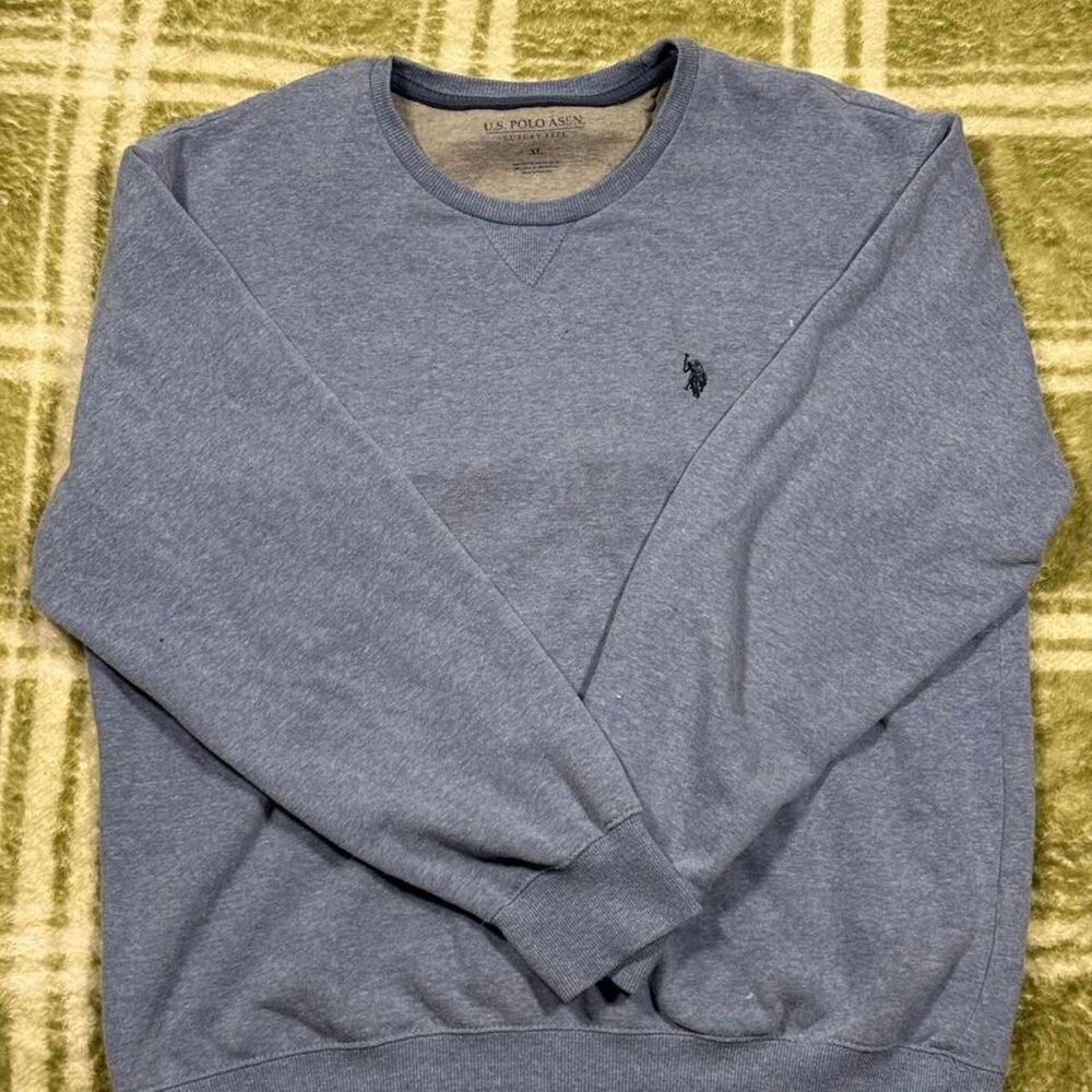 Us-polo-assn Men's Blue and Grey Sweatshirt